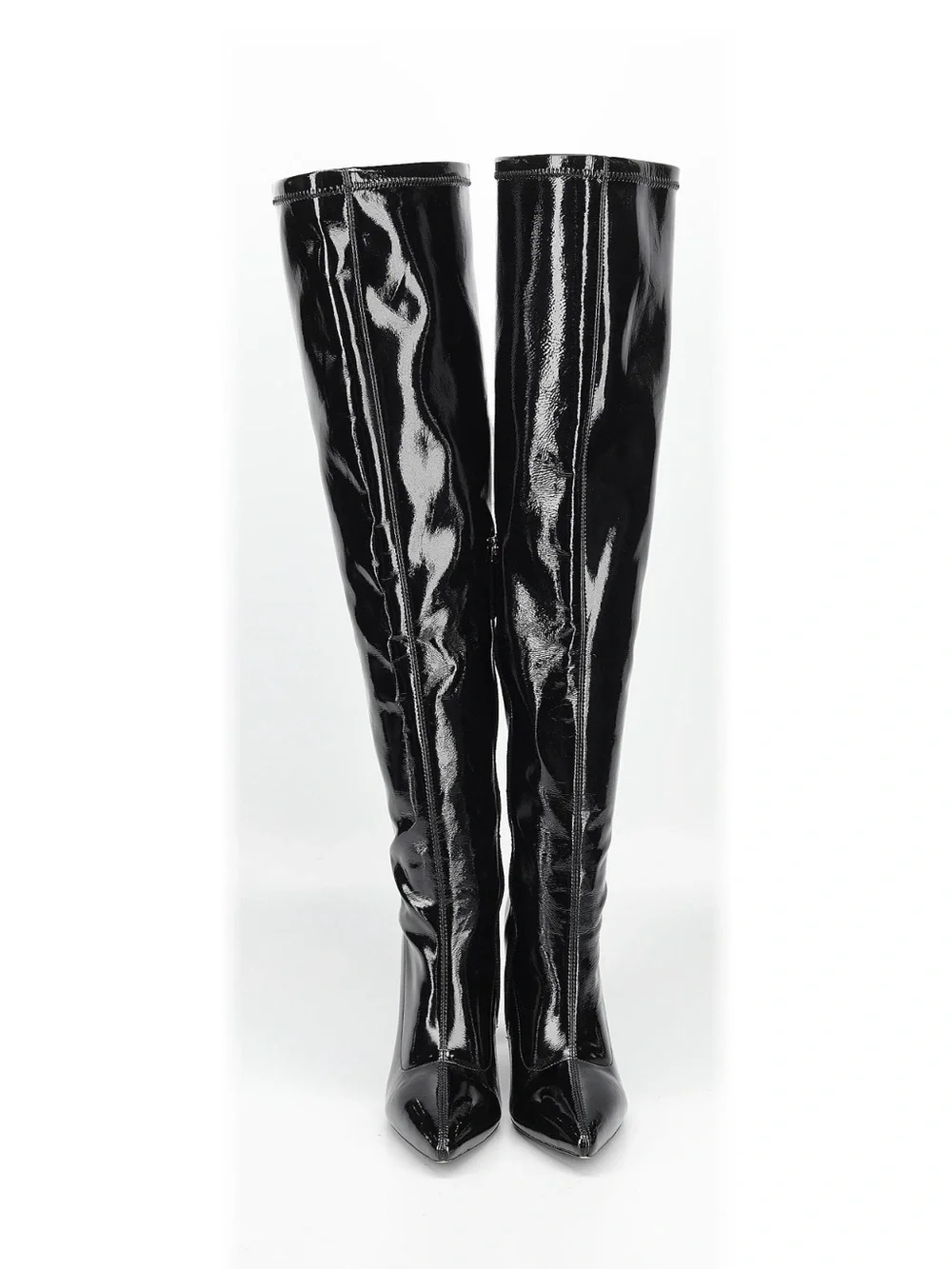 Patent Leather Over-the-Knee Boot - Black